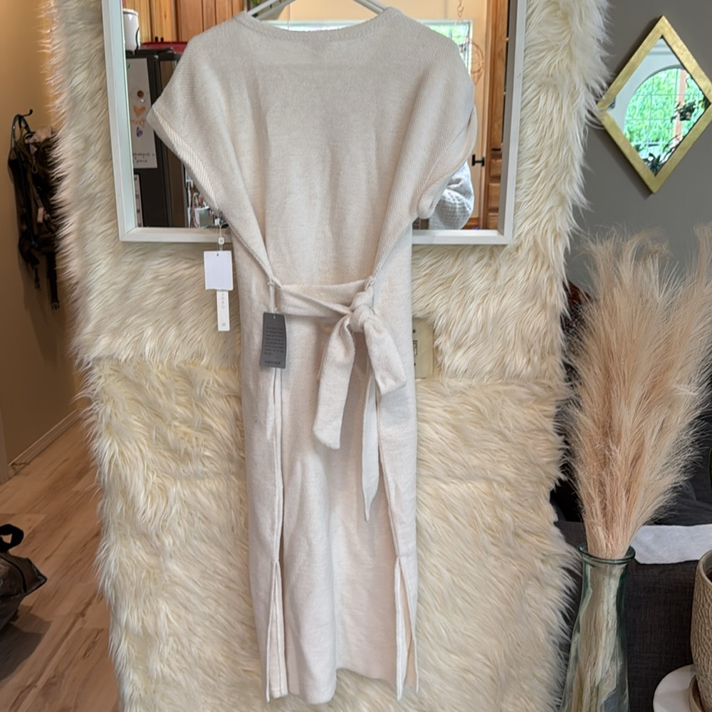 Caslon Textured Knit Tie Waist Cotton Blend Midi Dress - Picture 5 of 5